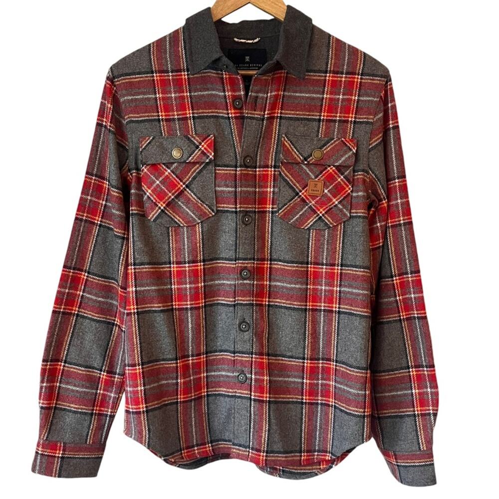 Roark Flannel Shirt Revival Nordsman Men’s Small Red Grey Wool Blend Elbow Patch - Picture 5 of 13